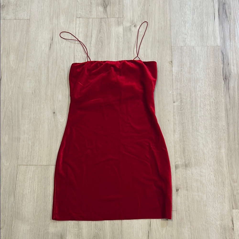 Robertson + rodeo Red velvet Spaghetti Strap mini Dress